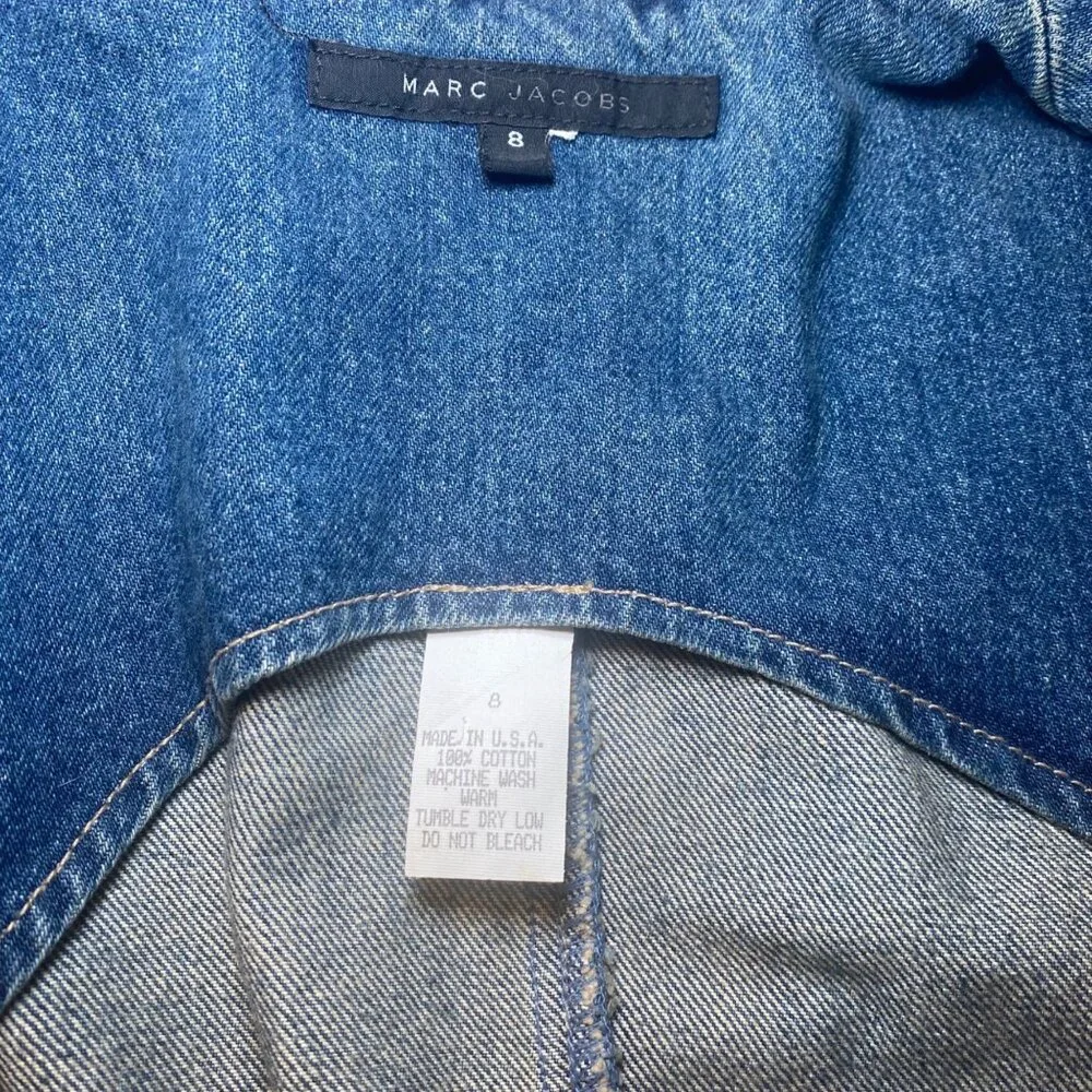 Denim Blazer Jacket Button Cuffs & Single Button Closure USA Made Distressed Y2K